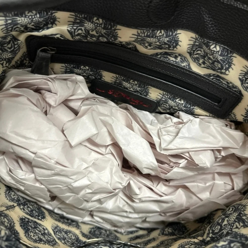 Ed Hardy Hobo Bag with Multicolor Tattoo Art